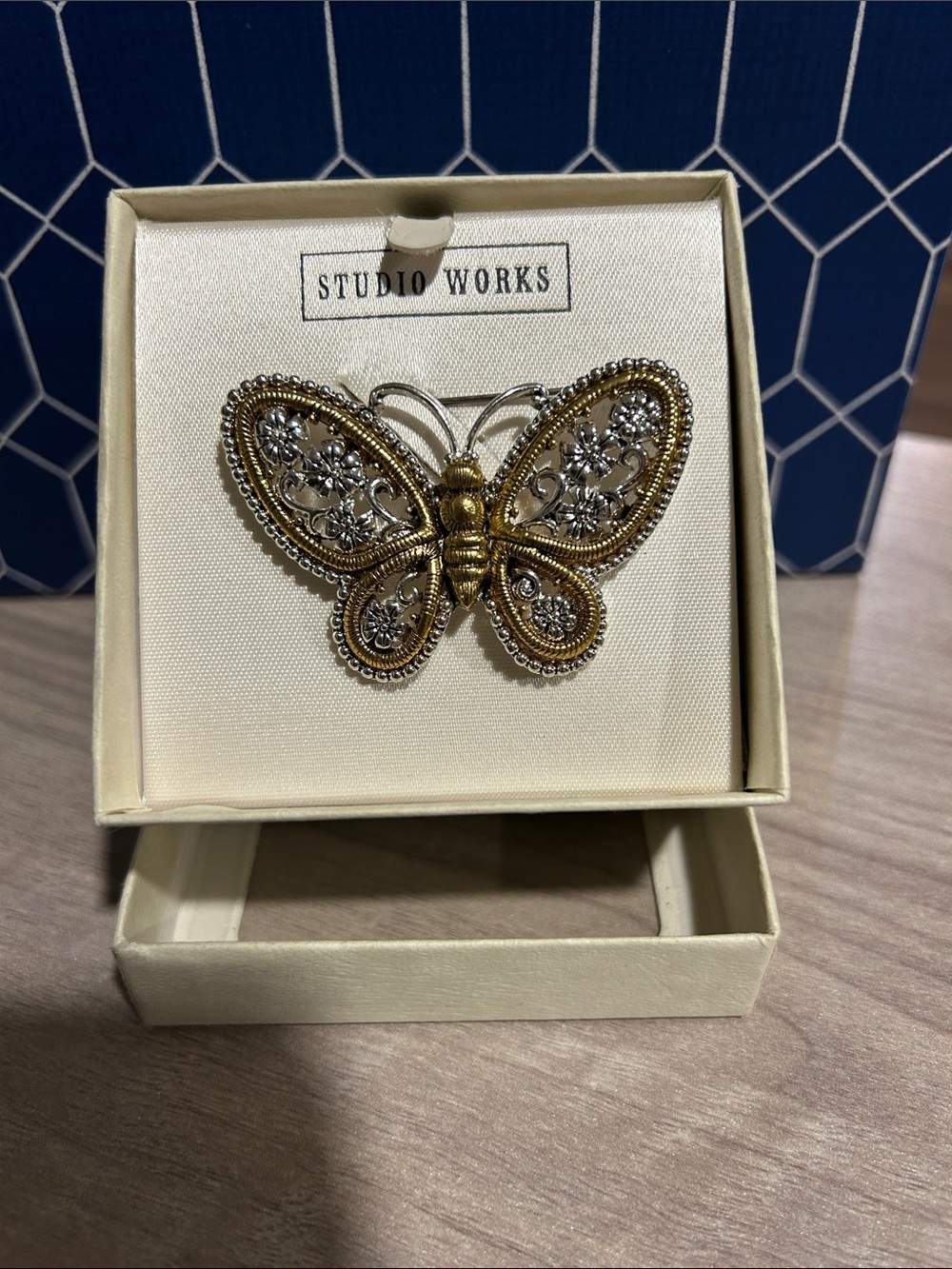 Studio Works Gold and Silver Filigree Butterfly Accent